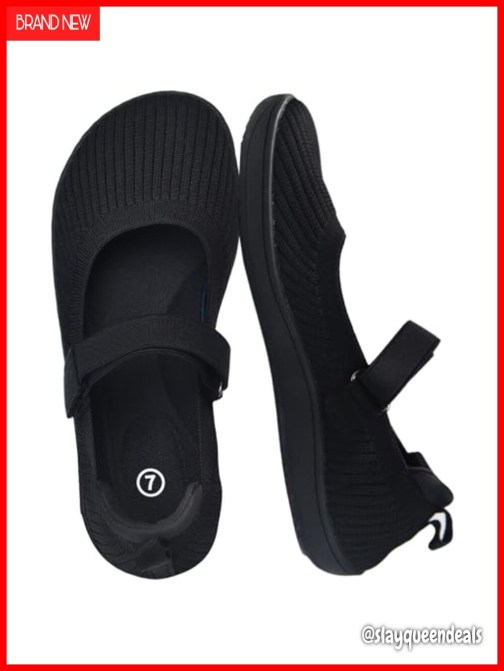 Wide Toe Box Mary Jane Flats Knit Slip-On Ballet Shoes